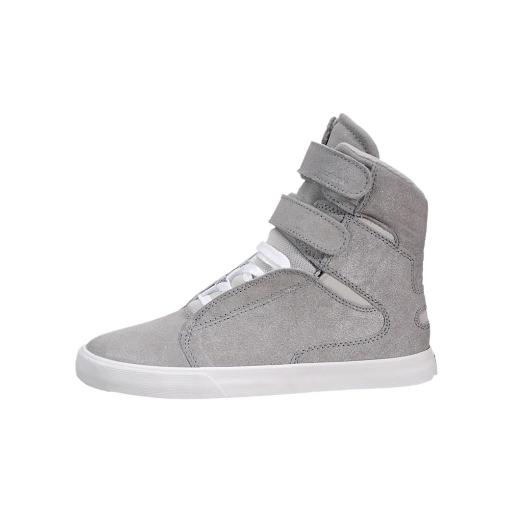 Baskets Montantes Supra Society II Grise Silver/White Femme | DSC-58623073